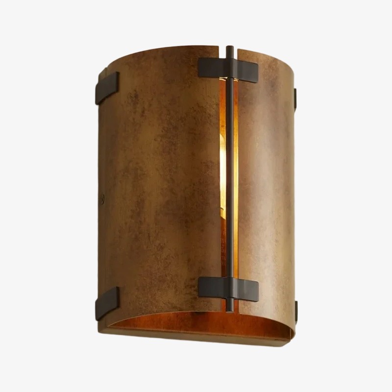 Rustivon rustieke wandlamp - gebogen metalen kap in vintage stijl voor de slaapkamer HL2430