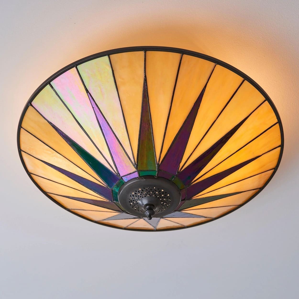 TF Dark Star Tiffany plafondlamp - glas-in-lood sterontwerp voor eetkamer of hal HL2232