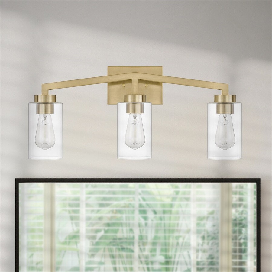Industriële messing cilindrische glazen wandlamp HL237