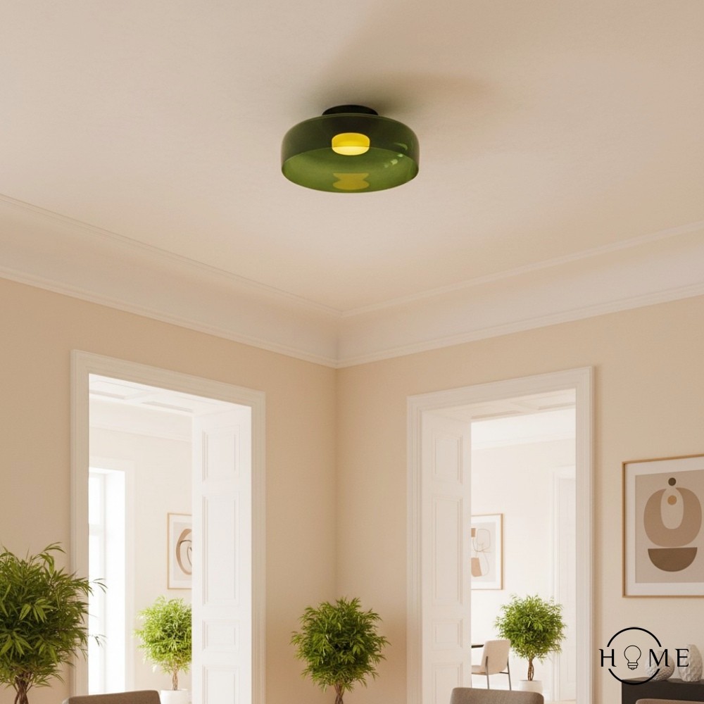 Scandinavische Glazen Schijf Plafondlamp - Noordse Macaron-stijl Lamp voor Woonkamers HL204