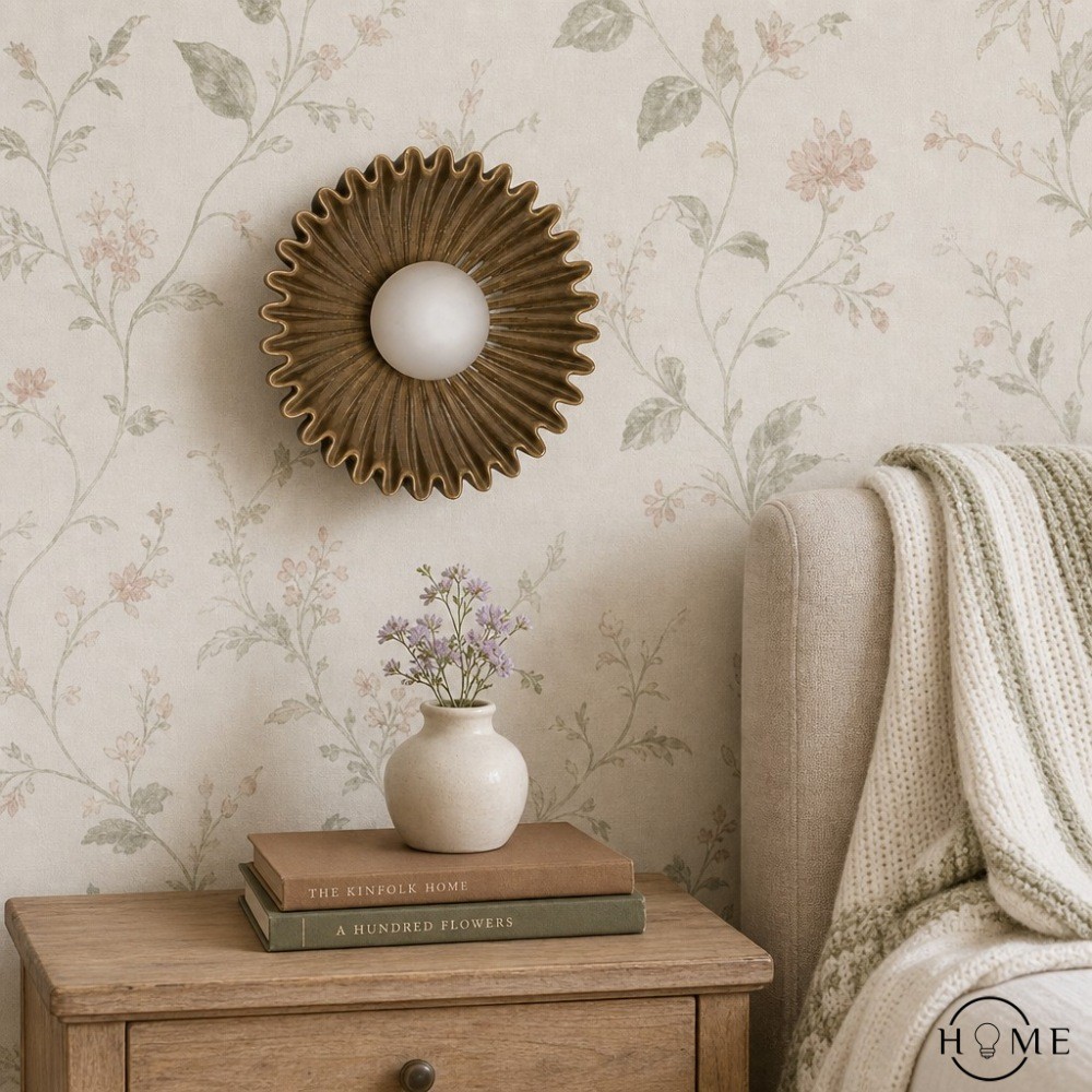 Kunststof lampenkap keramische bloem wandlamp HL375