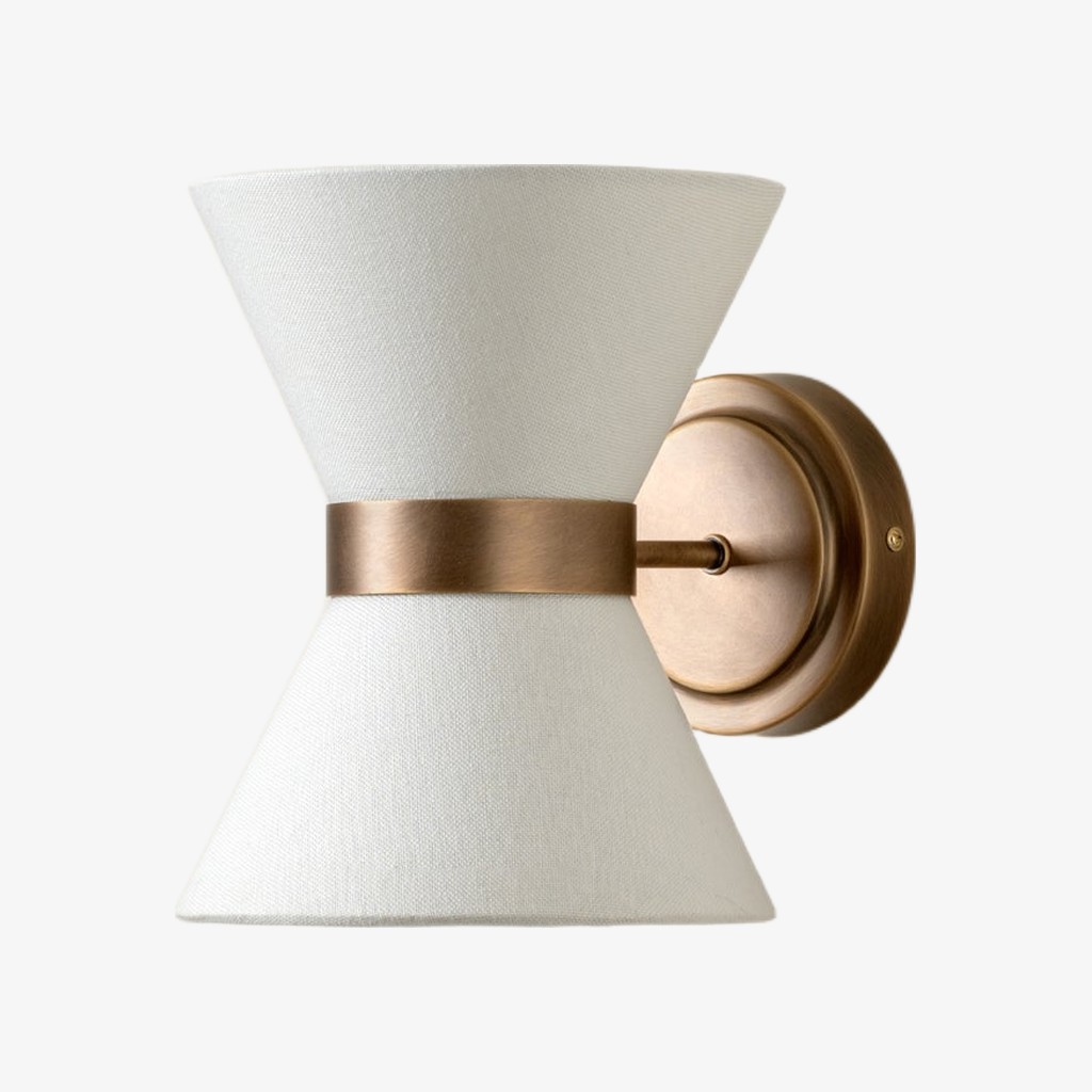 Ankora wandlamp - Lampenkap met strikdesign van linnen en verouderd messing, geschikt voor de hal HL1920