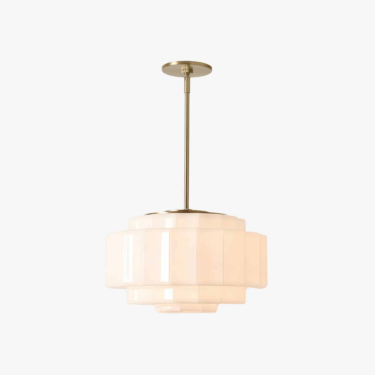 Antieke Messing Hanglamp met Opaalglas - Vintage Hanglamp met Meerdere lagen voor de Eetkamer HL1042