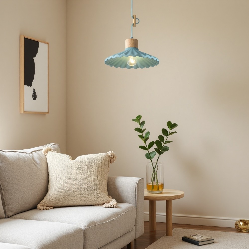 Cement Macaron hanglamp - moderne geplooide kap voor hal HL1328