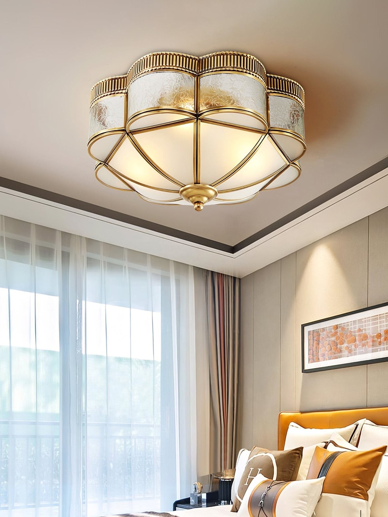 Plafondlamp met koepel van messing HL391