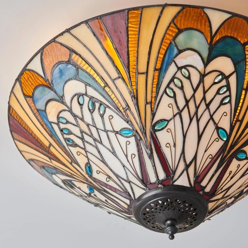 TF Hector Plafondlamp - Handgemaakt glas-in-lood design, half-inbouw of hanglamp voor thuis HL2217