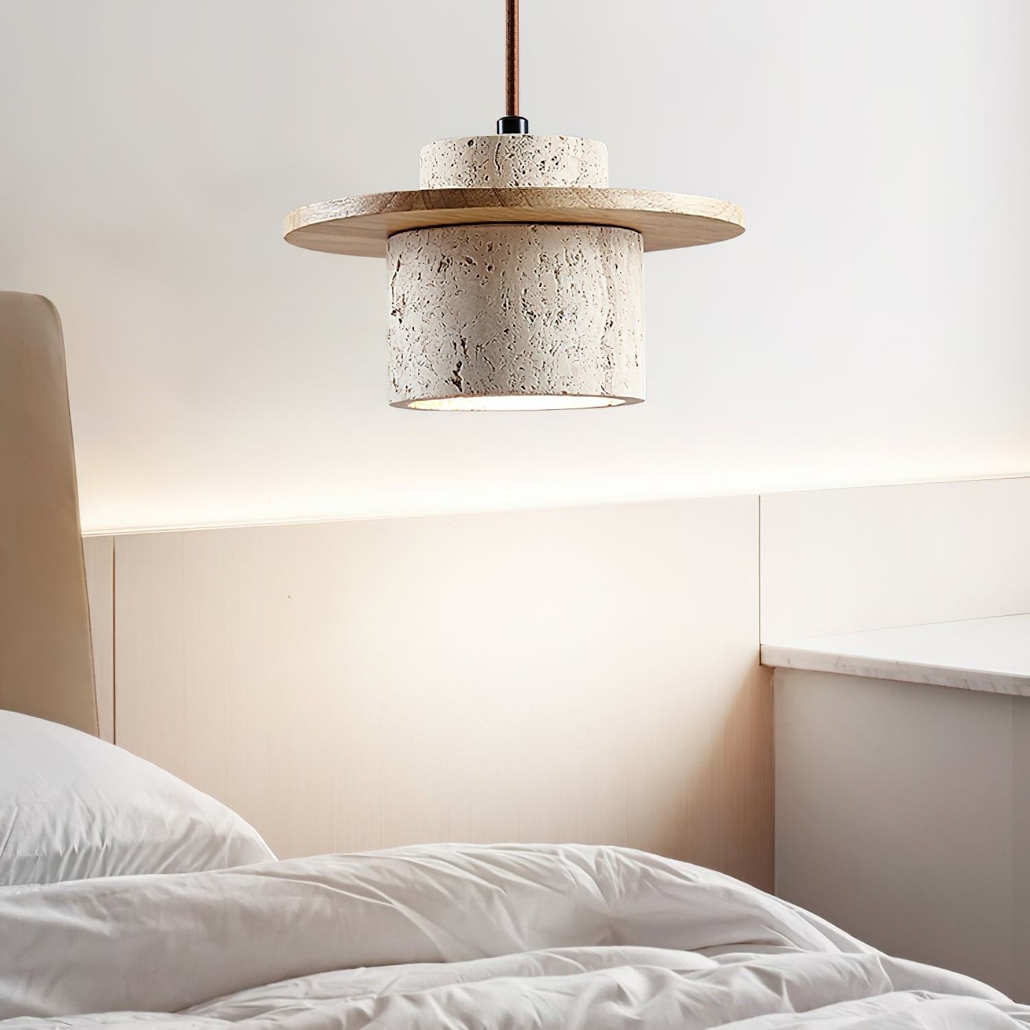 Elegante Cylindra stenen hanglamp met textuur HL992