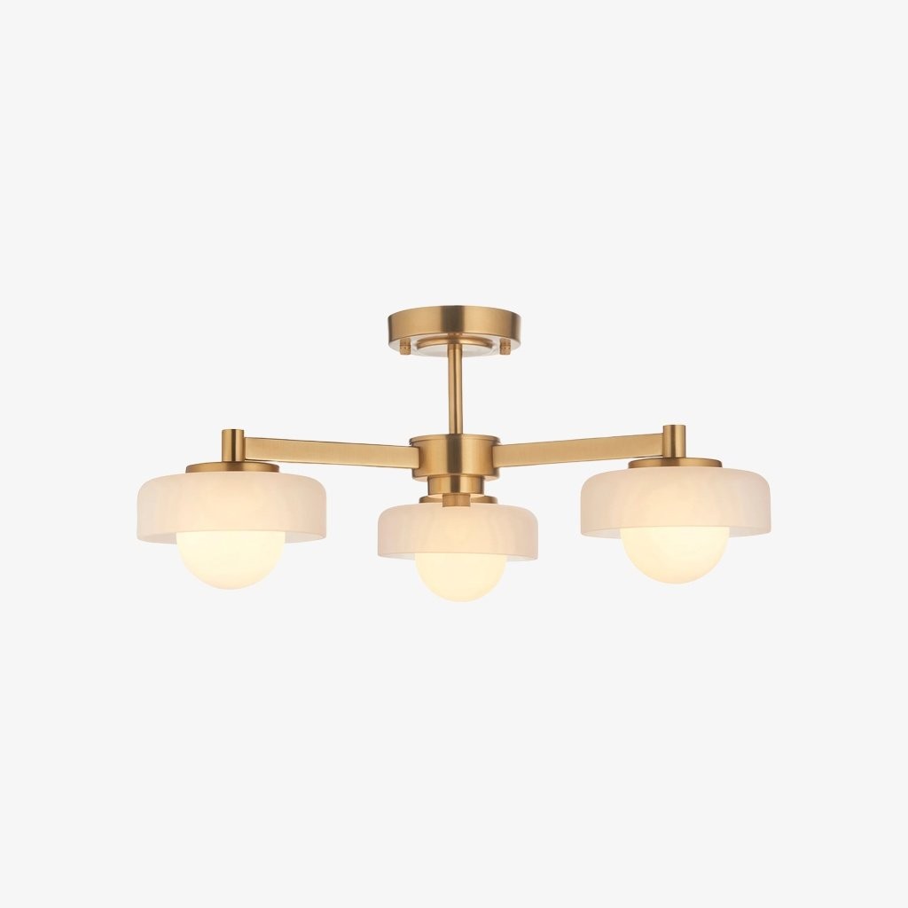 Hanglamp Zirvos met matglazen opalen bollen en geborsteld messing frame voor woon- en eetkamer HL2132