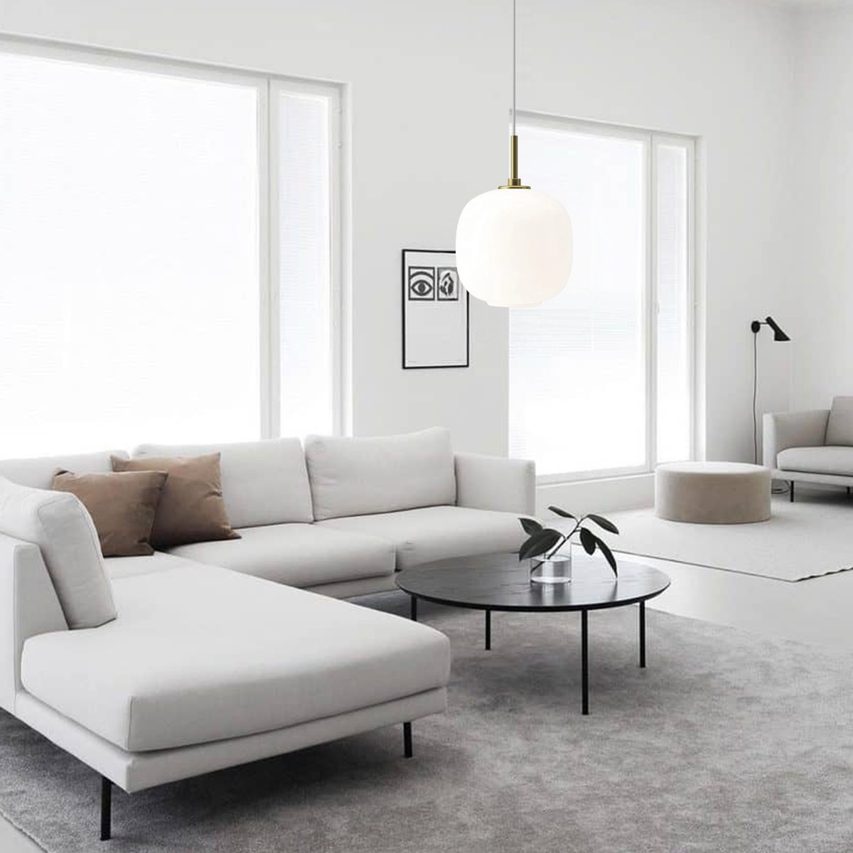 Moderne Opal Glass Orb Hanglamp HL276