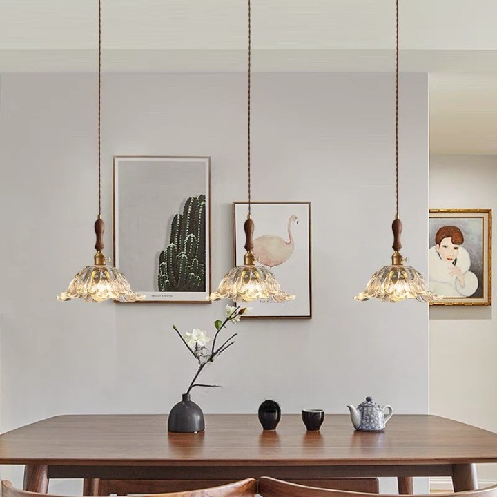 Retro Franse bloemen glazen hanglamp HL1275