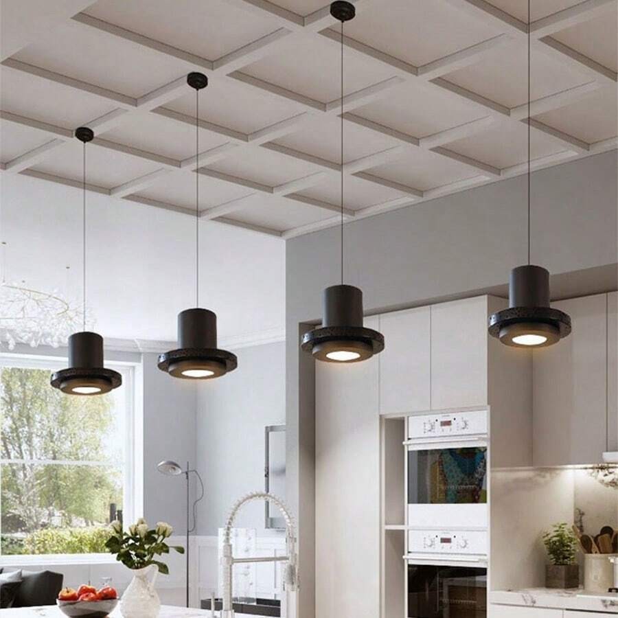 Retro zwarte stenen hanglamp HL929
