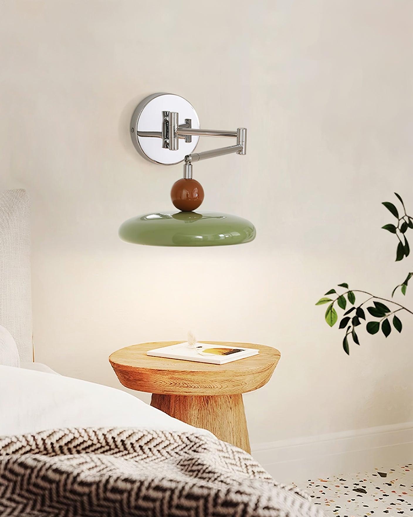 Crèmekleurige verstelbare zwenkarm schijf leeswandlamp HL606