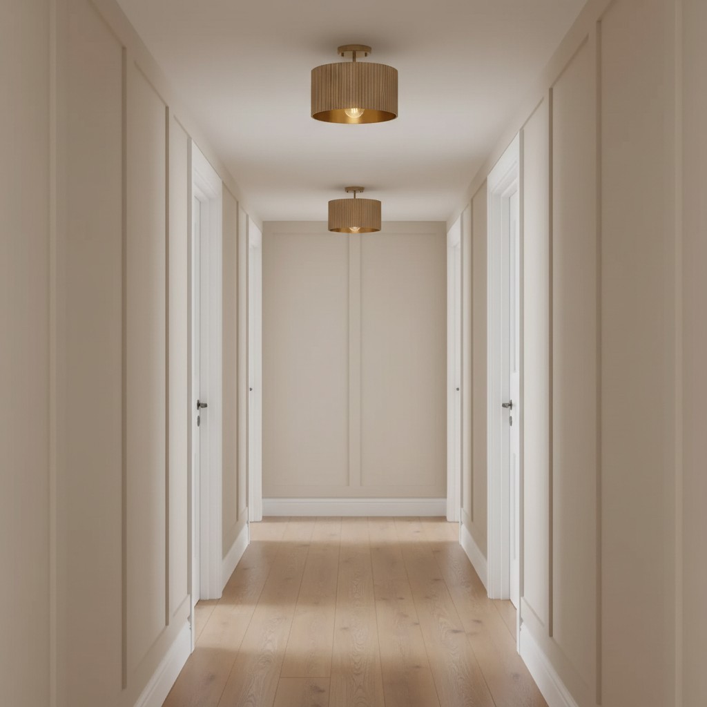 Flutera plafondlamp met geribbelde trommelvorm – Landelijke, gestructureerde plafondlamp voor woon- en slaapkamer HL2431