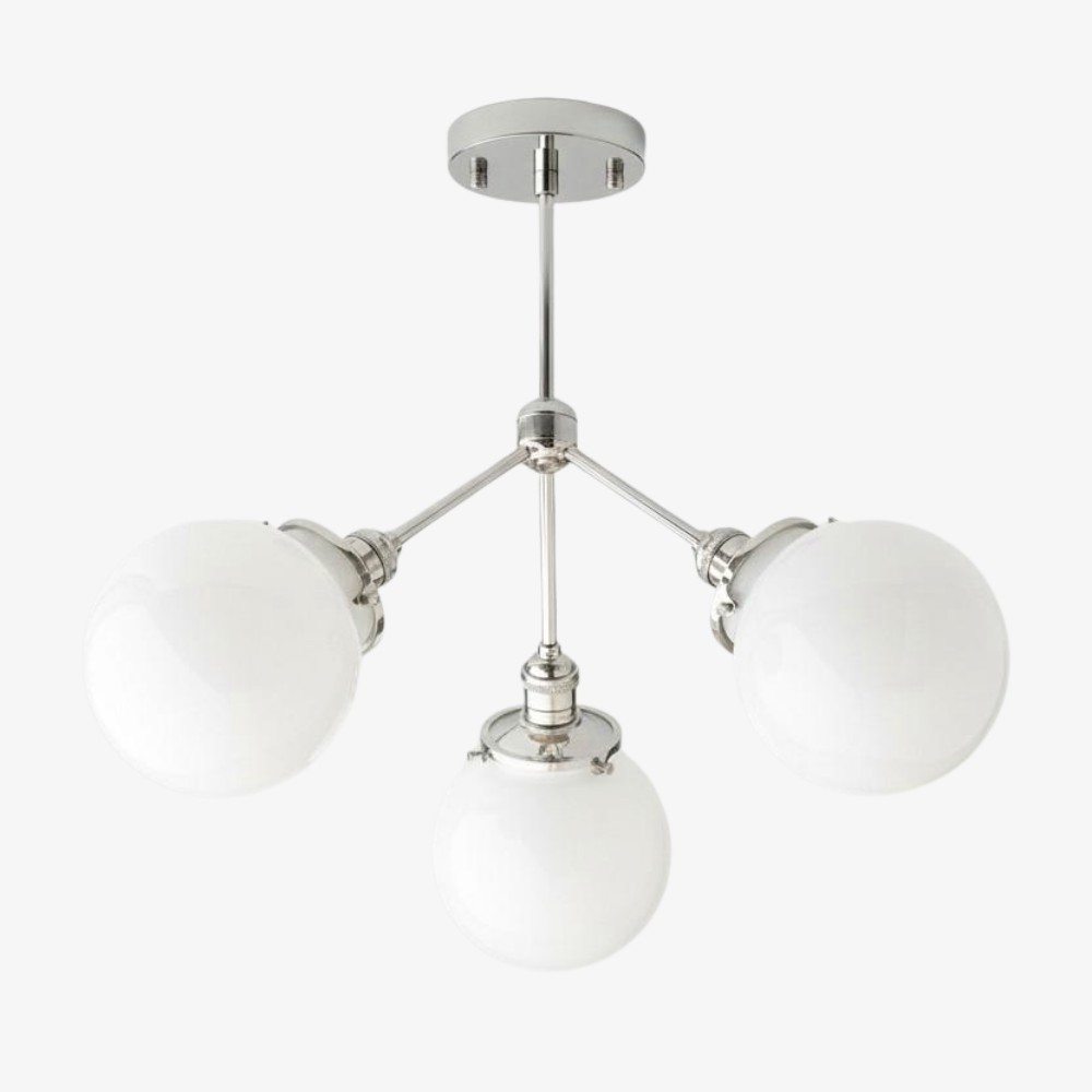 Glorica Glazen Kroonluchter - Messing Bolvormige Plafondlamp met Opaal Kap HL1692