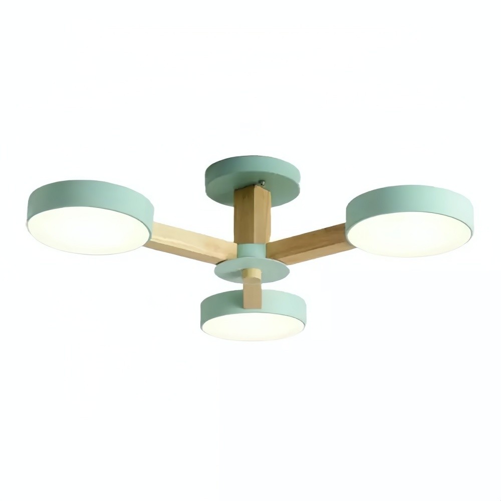 Nordic Wood Plafondlamp - Schijfvormige Lamp voor Woonkamer HL1351