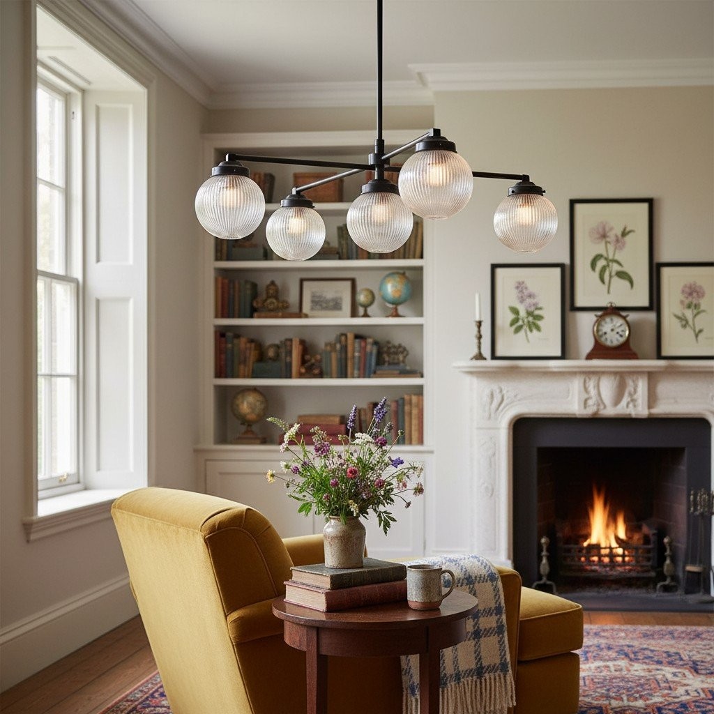 Glorica Glazen Kroonluchter met Gematteerde Glazen Bol - Moderne Verlichting van Messing voor Woonkamer HL1741