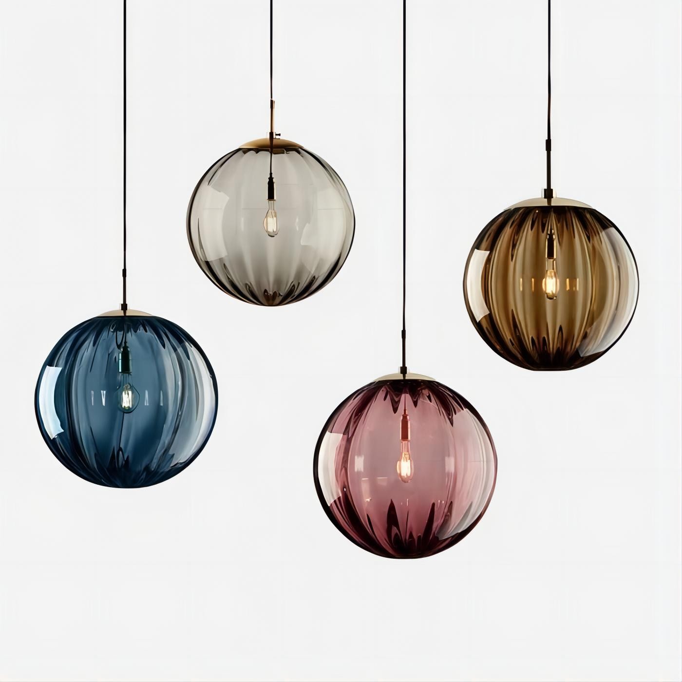 Glazen Bol Hanglamp Met Scandinavisch Waterpatroon HL260