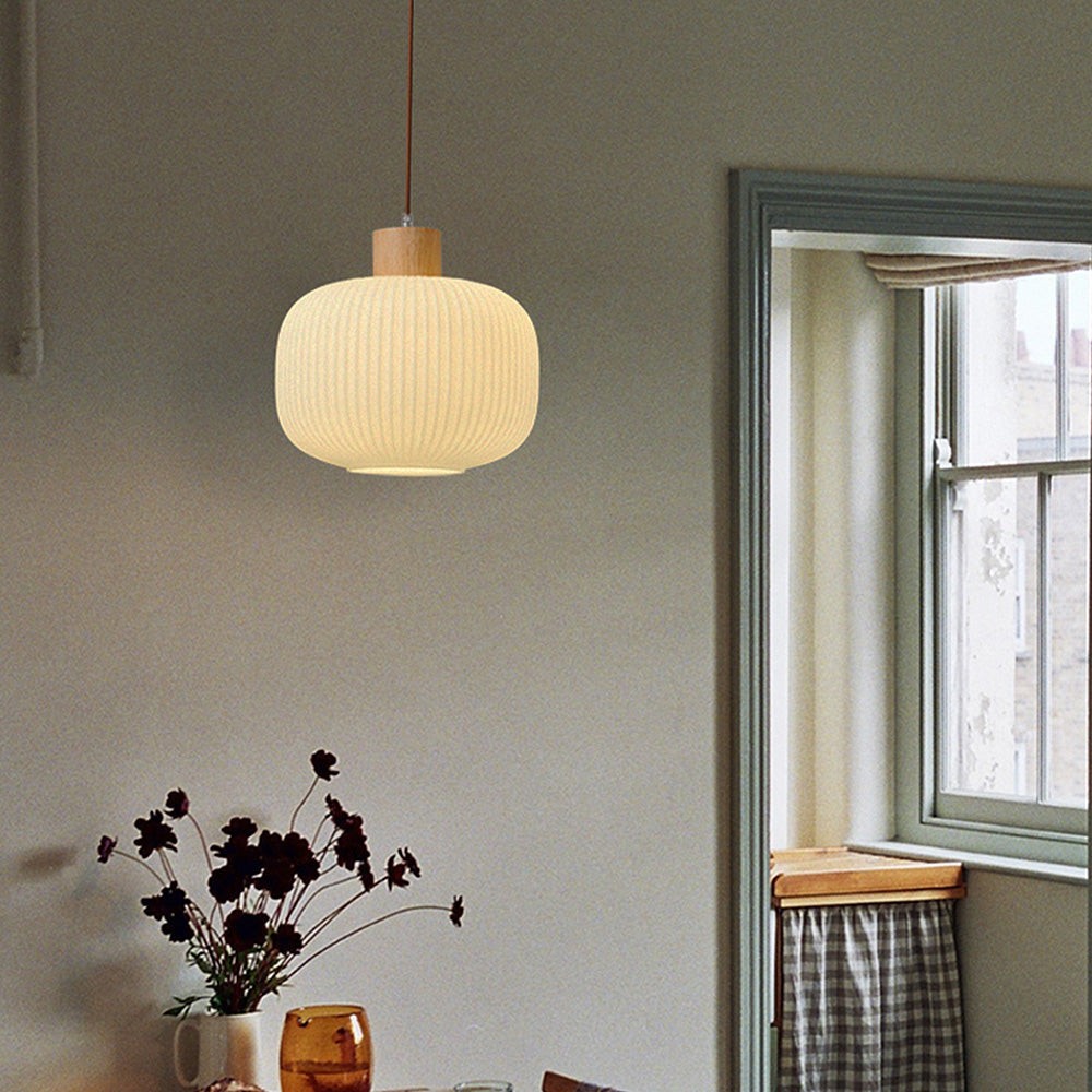 Nordic witte lantaarnachtige glazen hanglamp HL666