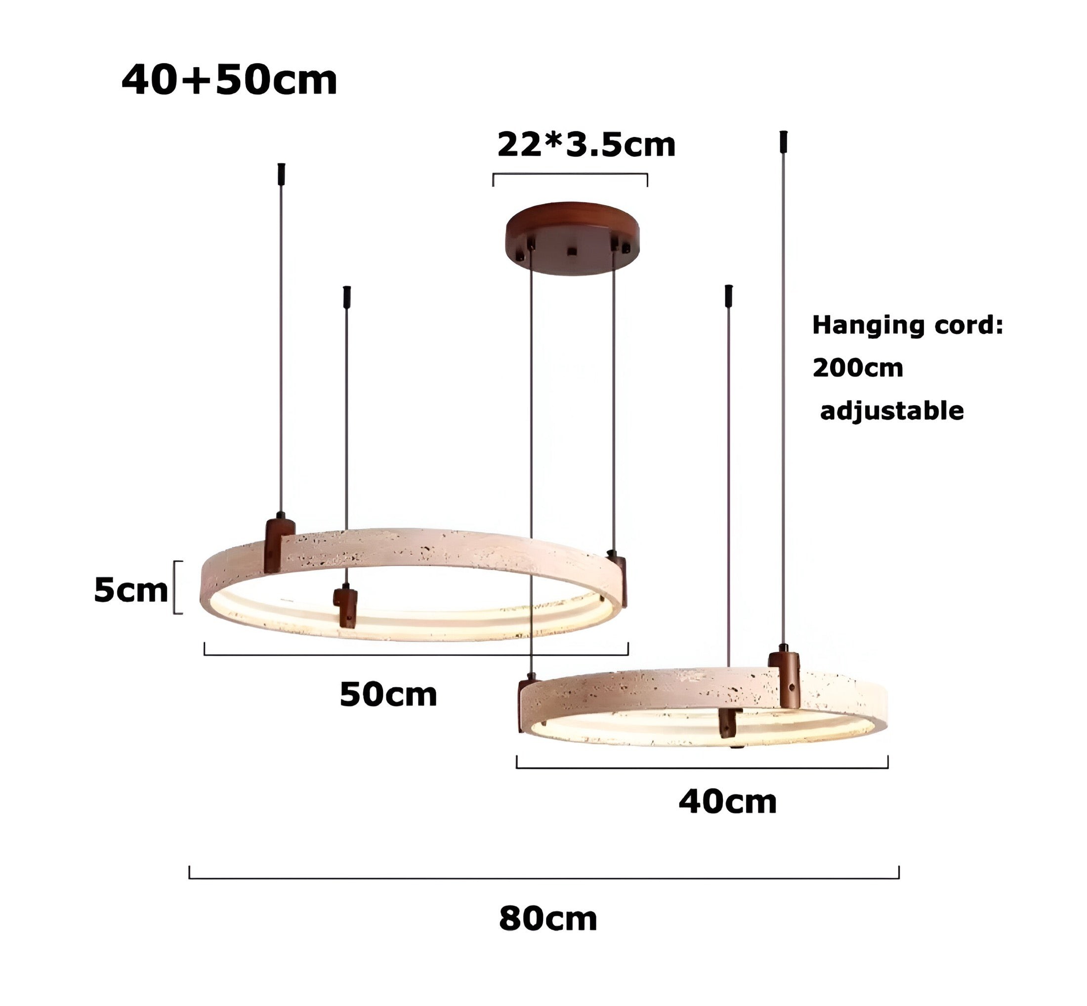 Eenvoudige ronde travertijn hanglamp HL974