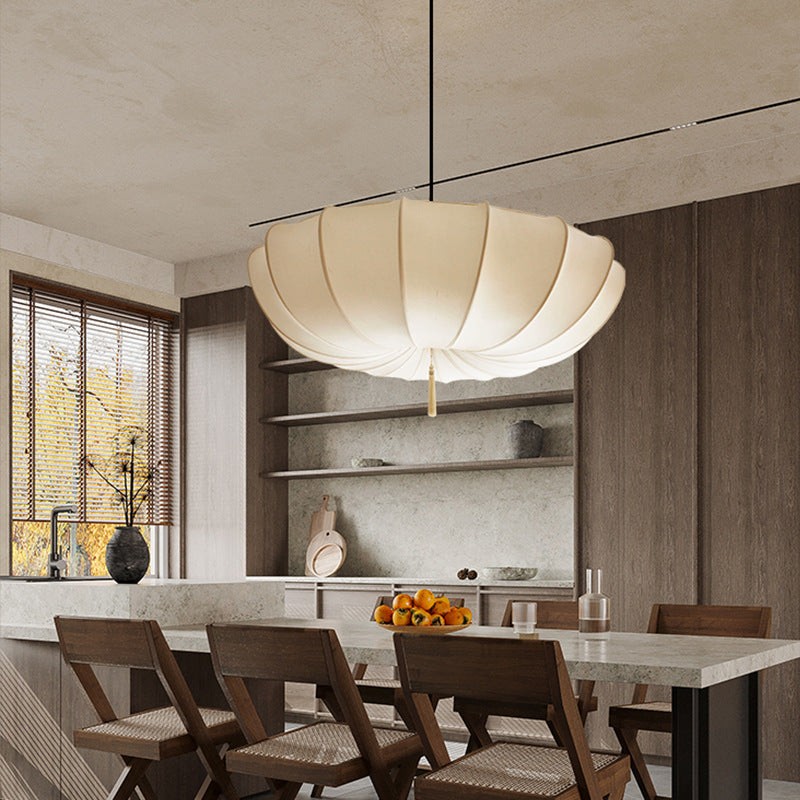 Traditionele Japanse ronde kroonluchter met ijzeren frame en stoffen kap, 3/5 lichts, voor de woonkamer HL1408