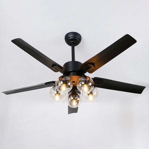 Moderne Houten Glazen Ventilator Plafondlamp HL52