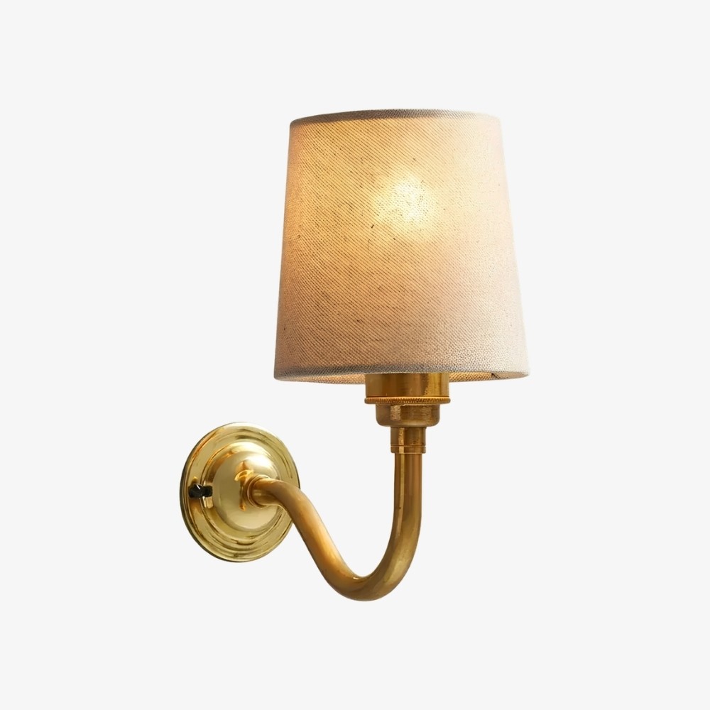 Vintage Cottaloy wandlamp met gebogen arm en stoffen bekleding voor de woonkamer of slaapkamer HL3579