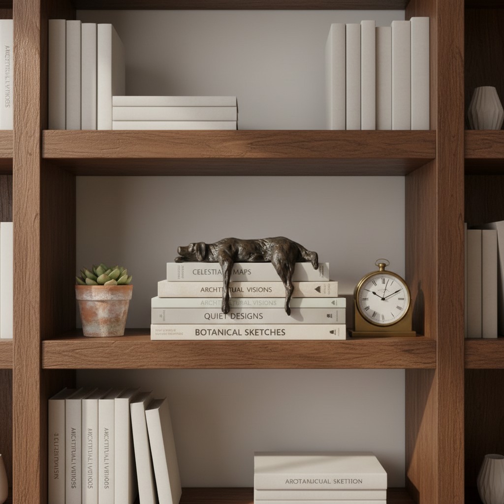 Floxo Lazy Dog en Abstracte Scandinavische Mensenfiguur Minimalistische Sculptuur voor Moderne Planken en Bureaus HL2521