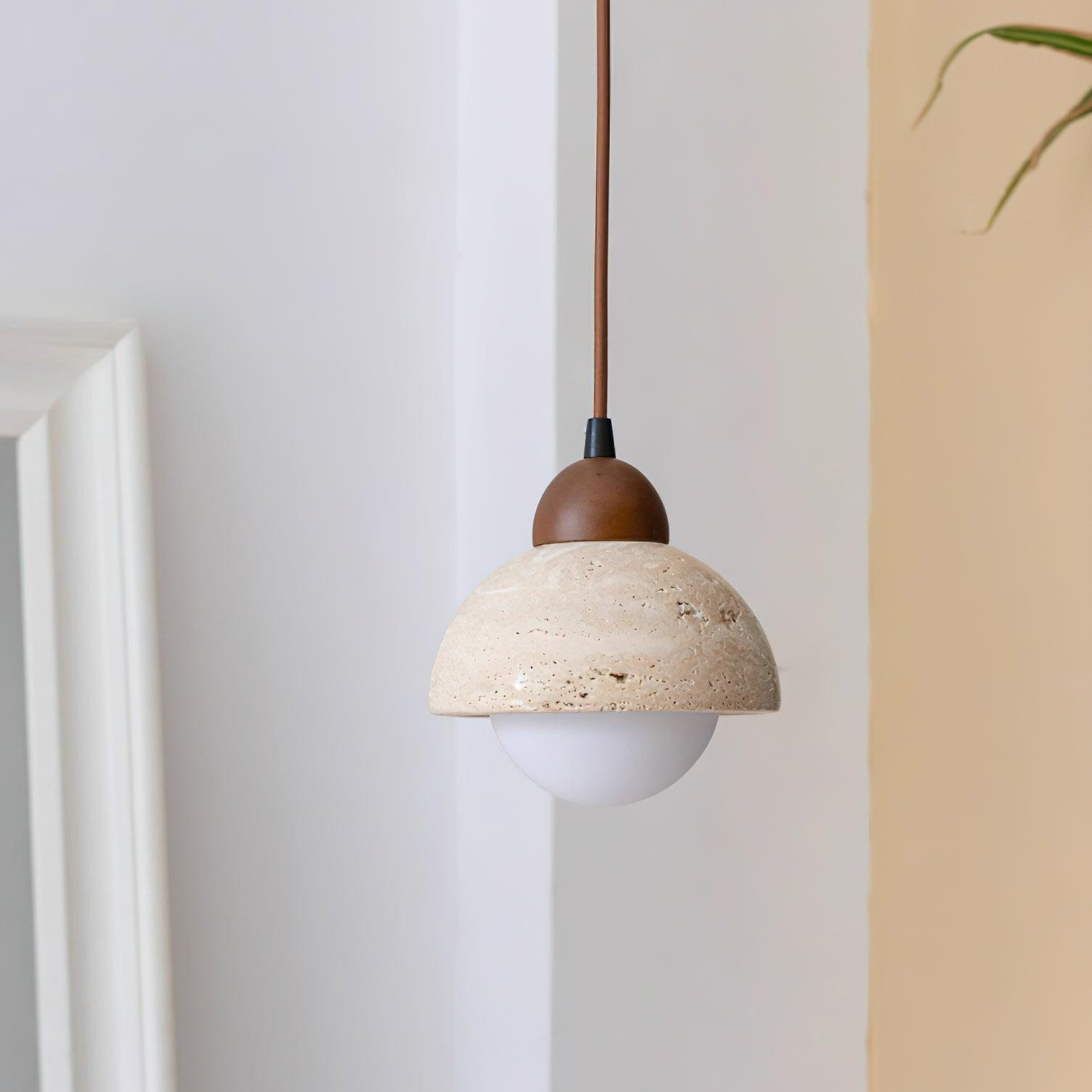 Gele travertijn hanglamp in Wabi-Sabi-stijl HL735