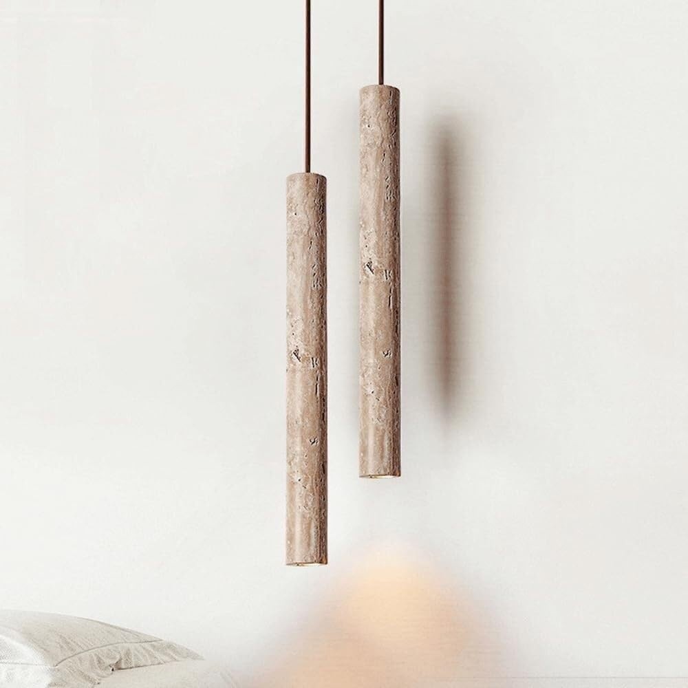 Moderne hanglamp HL3410 met marmeren travertin cilinder.