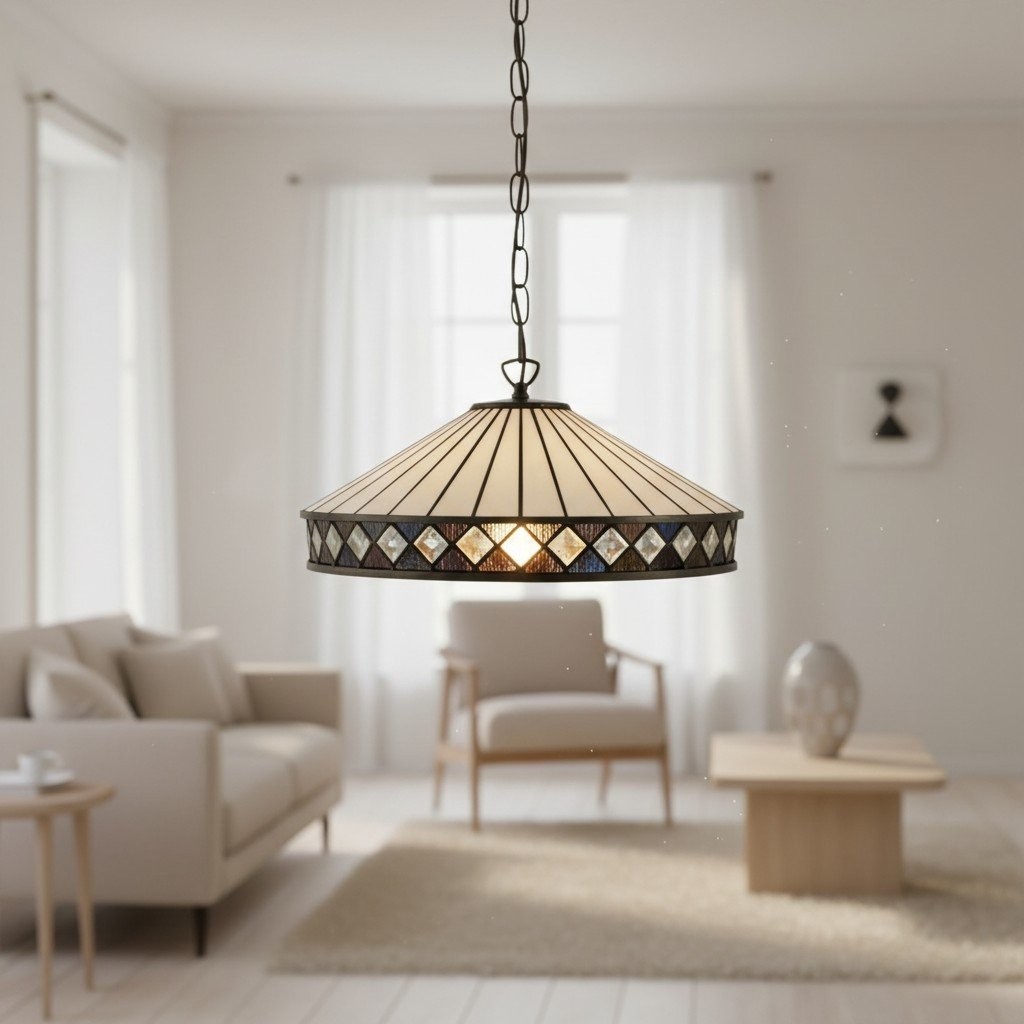 TF Fargo hanglamp - Verlichting in Tiffany-stijl met een Art Deco kap en verstelbare ketting HL2165
