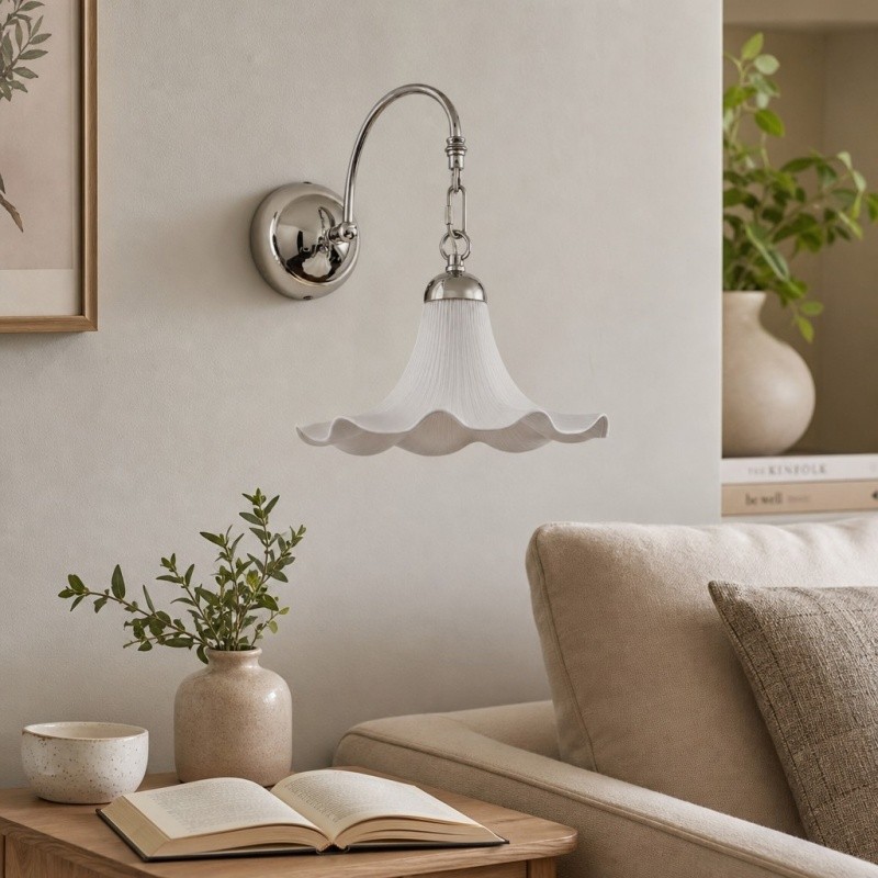 Cazelle Franse stijl wandlamp met bloemenmotief - Artistieke retro wandlamp voor sfeerverlichting HL3587