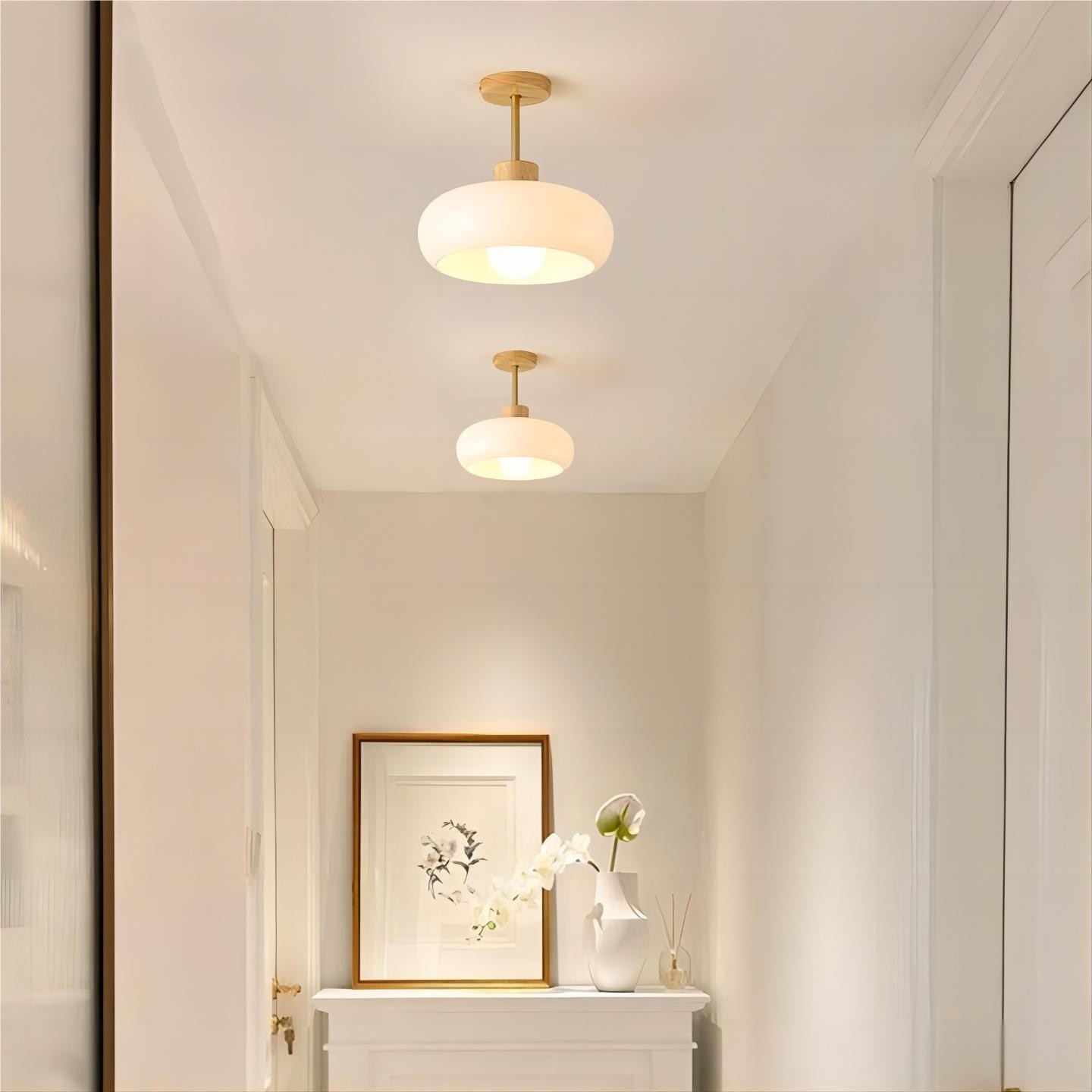 Vintage Bauhaus Glazen Schijfplafondlamp HL153