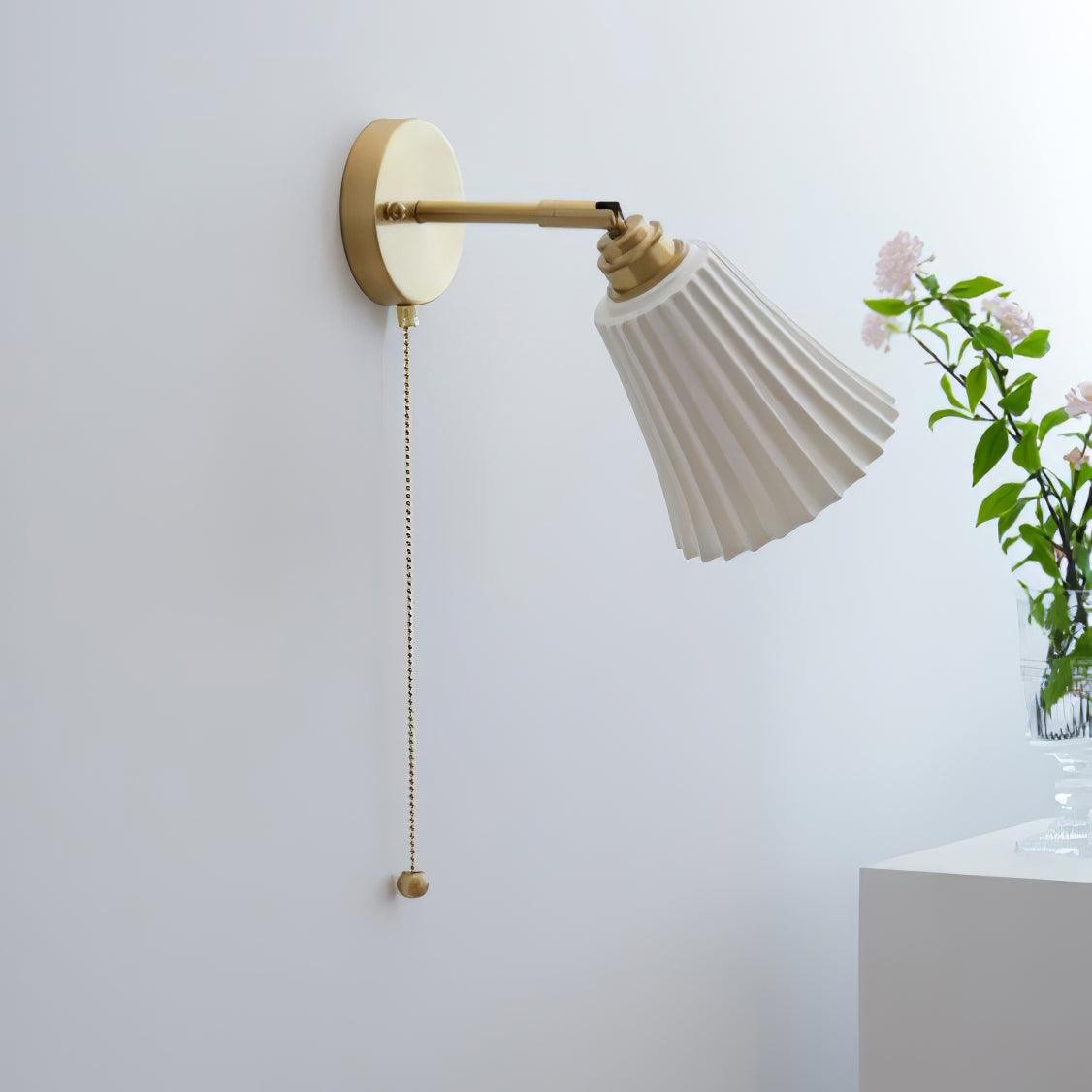 Moderne trekkoord metalen keramiek binnenwandlamp voor slaapkamer HL863