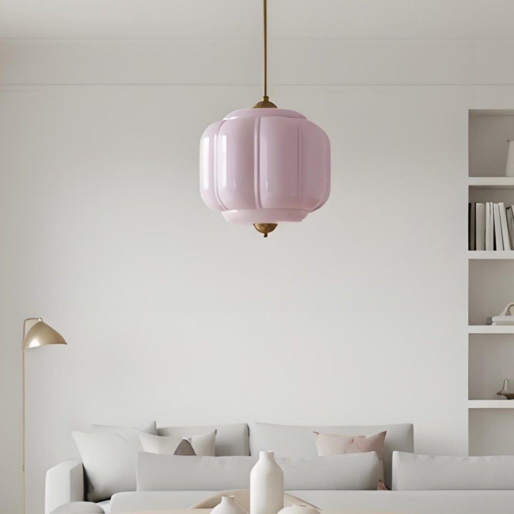 Vintage Eloise Melkglazen Hanglamp - Geribbelde Glazen Plafondkroonluchter HL1091