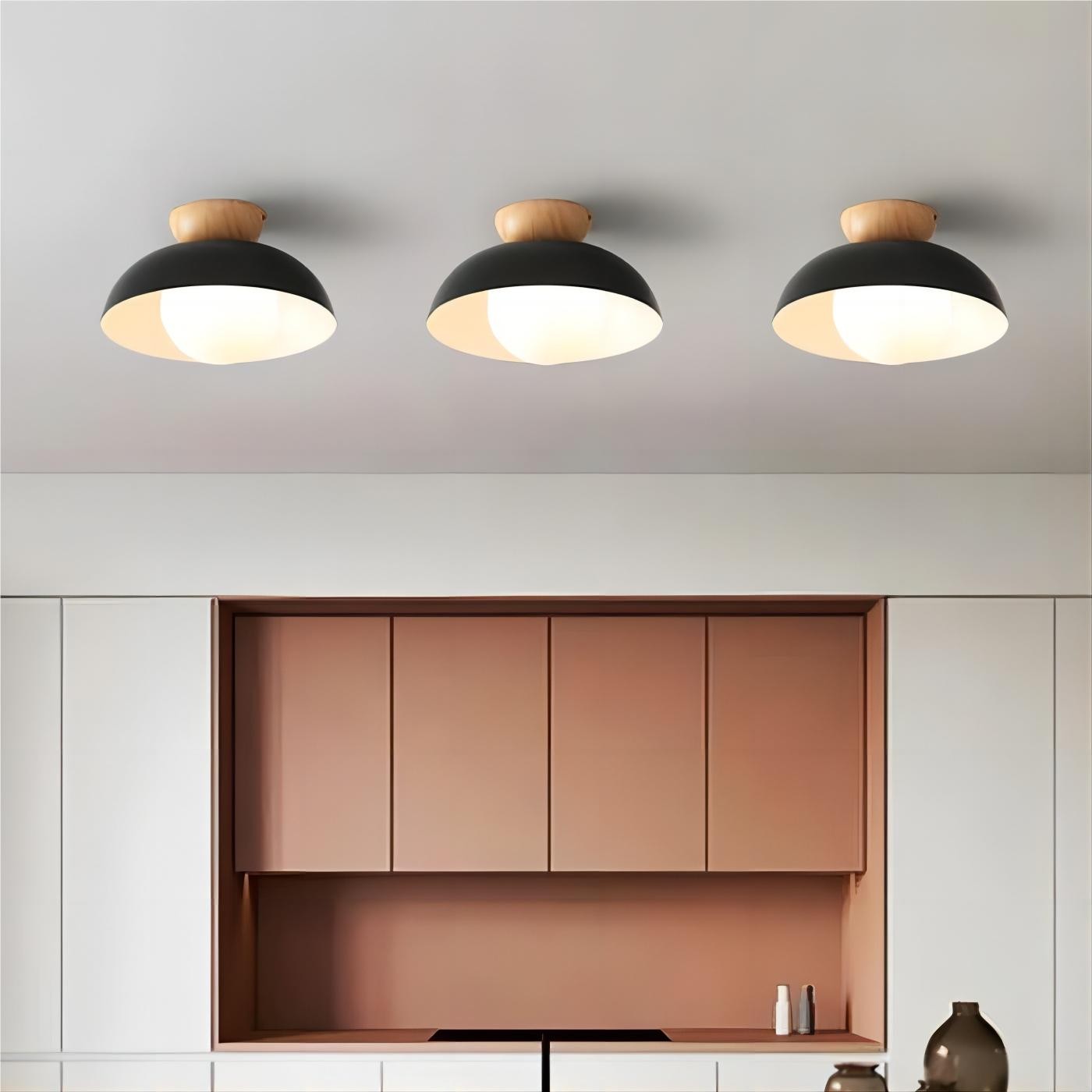 Moderne semi bloemknop houten plafondlamp HL188