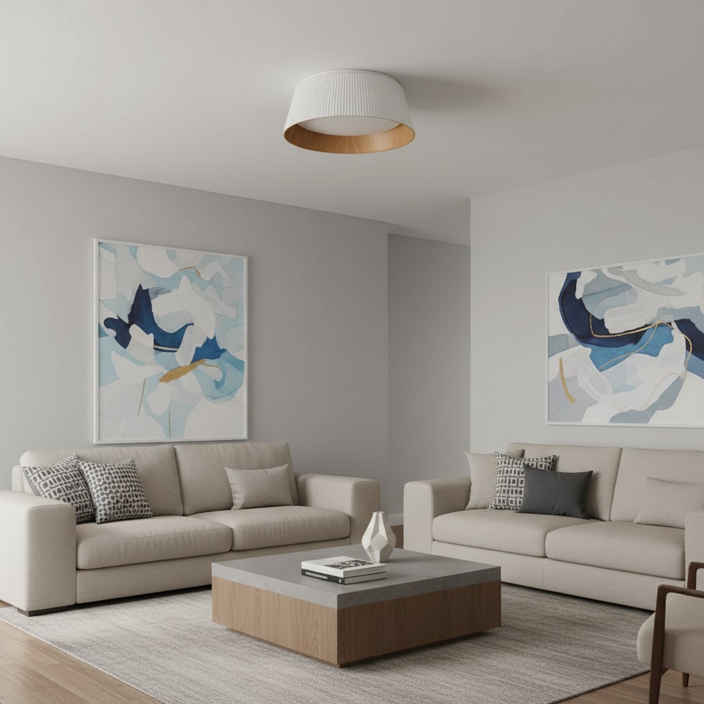 Ribravo Moderne Plafondlamp met Geribbelde Structuur - Moderne Minimalistische Lamp voor de Woonkamer HL2497