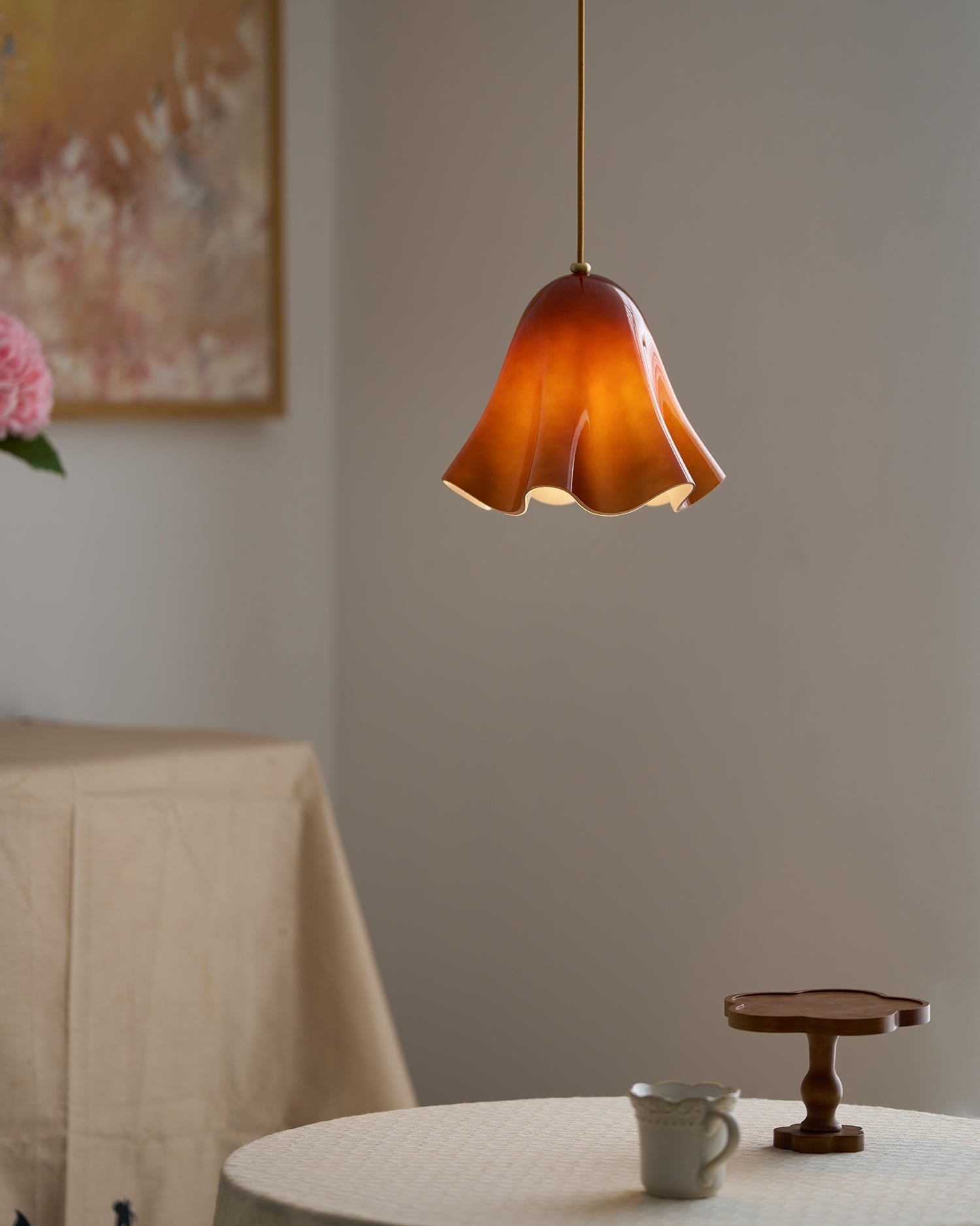 Bellina Artistieke Glazen Hanglamp - Moderne Bloei Geïnspireerde Hangende Plafondlamp HL1641