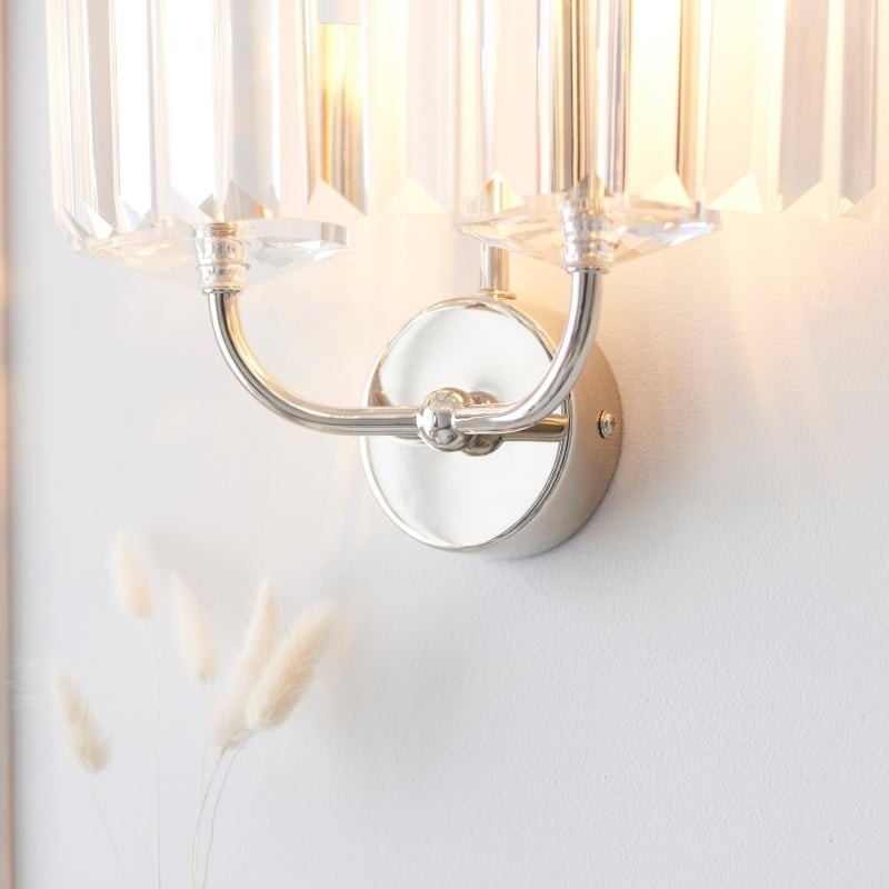 Beveline wandlamp met facetgeslepen helder glas - Klassieke metalen wandlamp voor hal en woonkamer HL2080