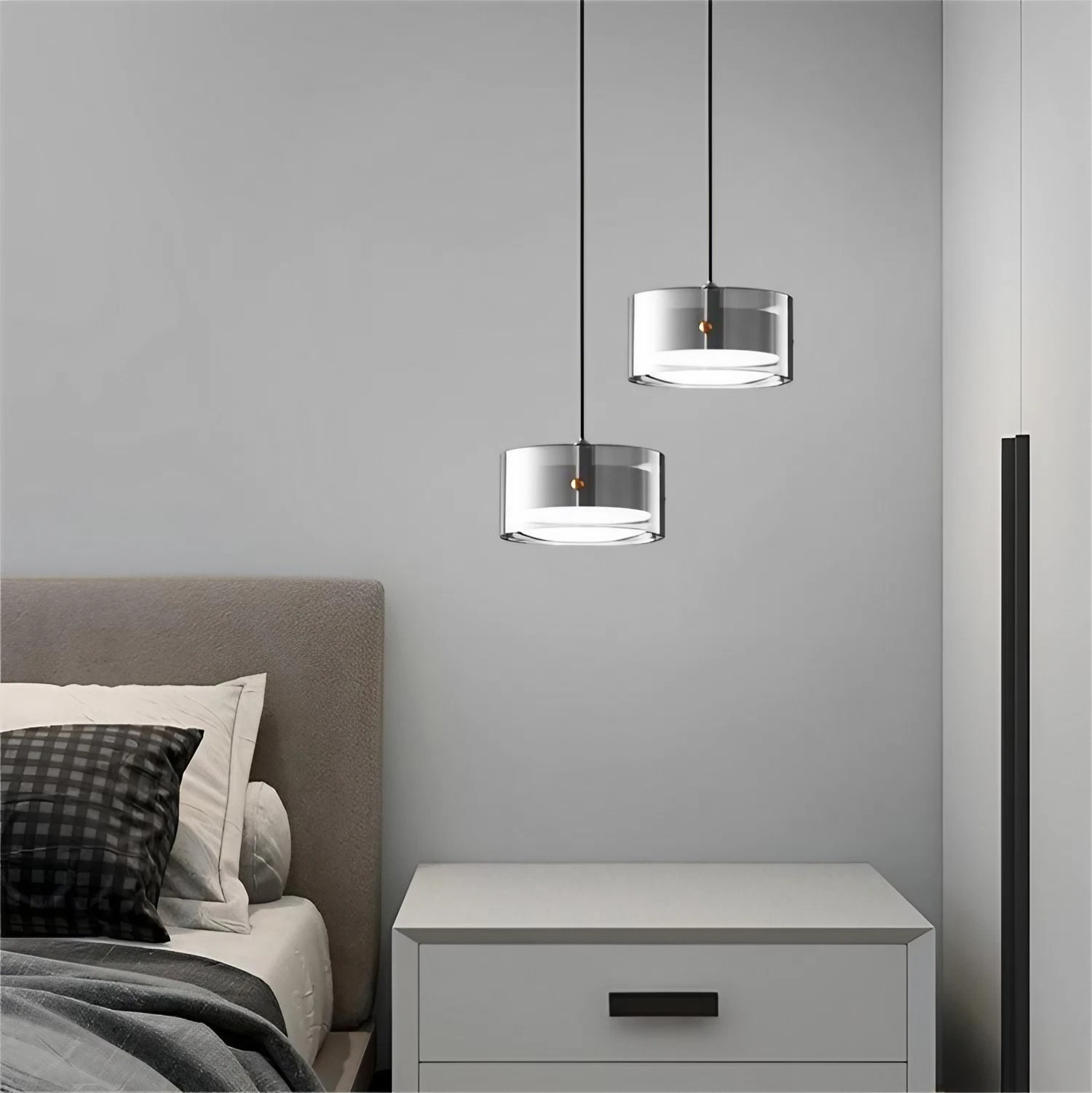 Minimalistische slaapkamer metalen glazen hanglamp HL19