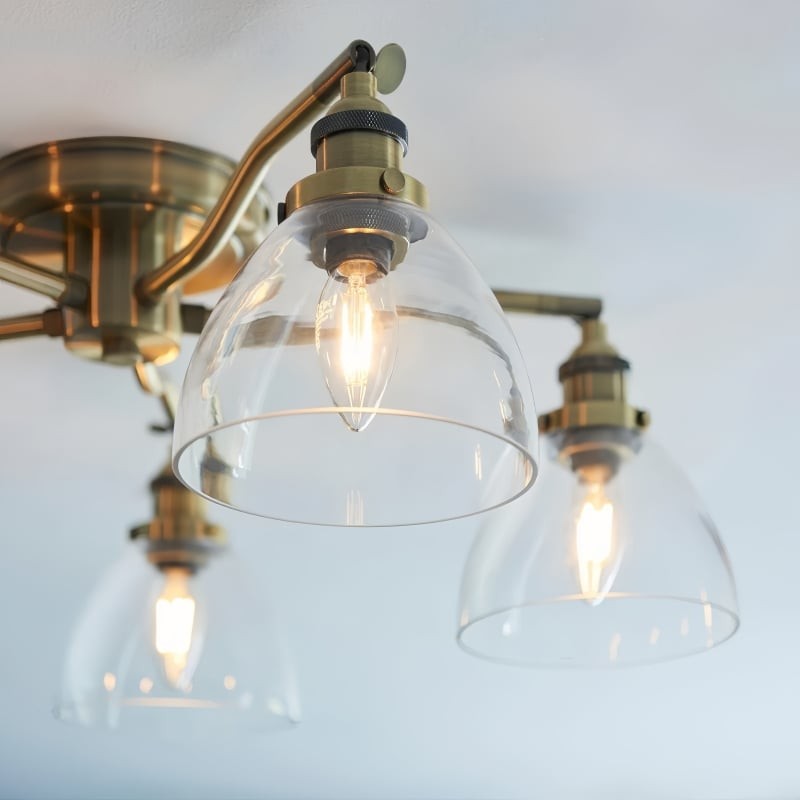 Novera plafondlamp met vintage-look en gebogen armen, halfverzonken, voor woonruimtes HL2238
