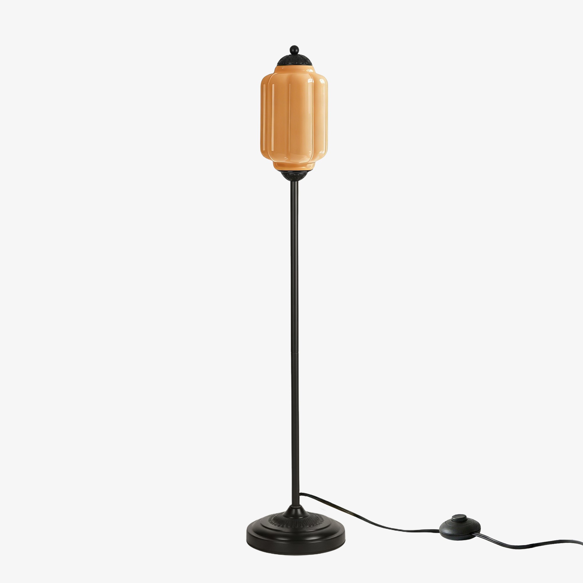 Eloise Vloerlamp van getextureerd glas in pompoenvorm - Organisch artistiek ontwerp en retrostijl voor de woonkamer HL2510