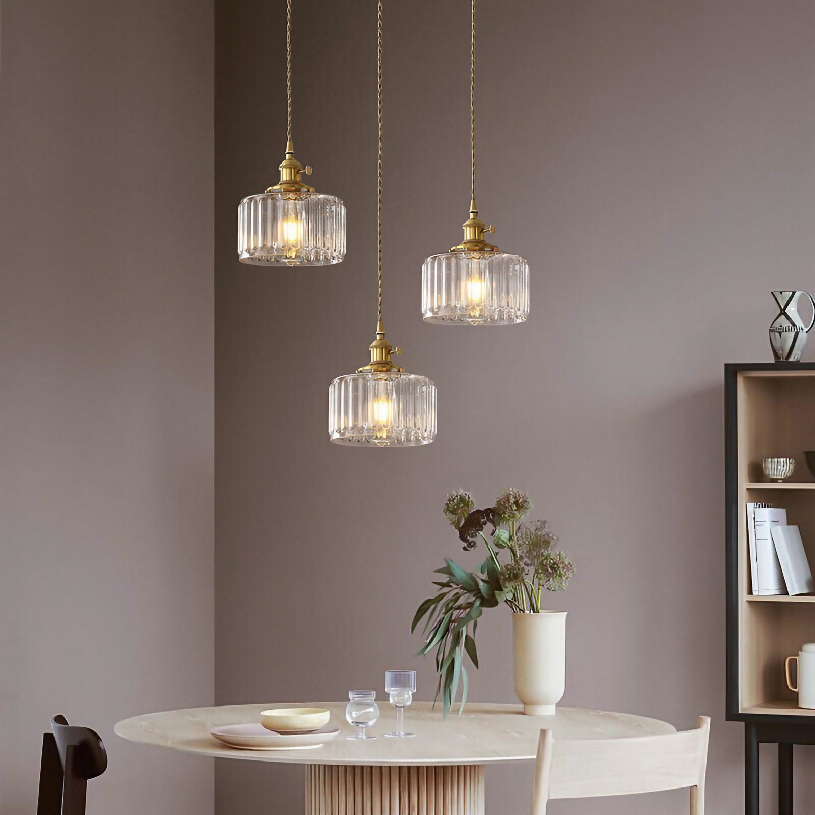 Retro Korte Cilinder Golvende Glazen Hanglamp HL315