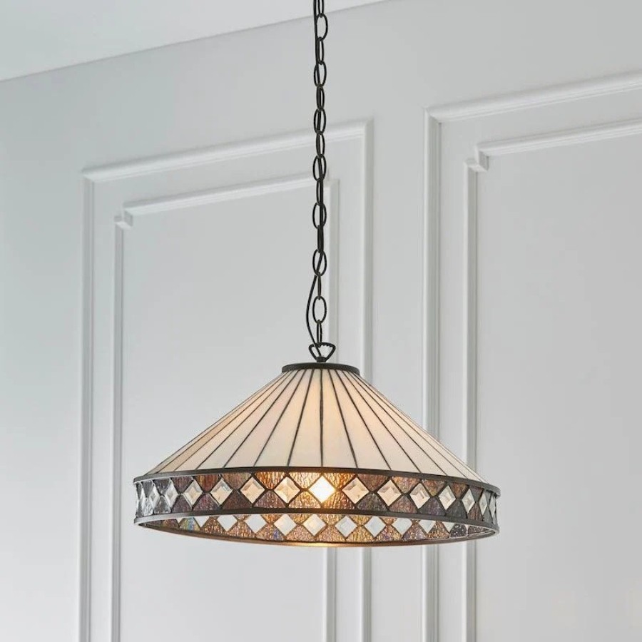 TF Fargo hanglamp - Verlichting in Tiffany-stijl met een Art Deco kap en verstelbare ketting HL2165