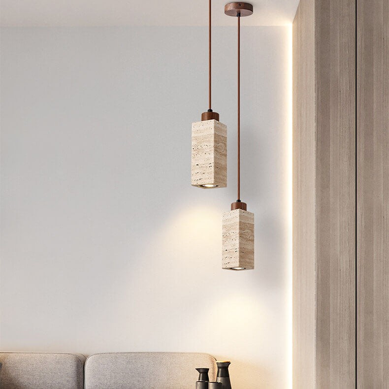 Wabi Sabi hanglamp van massief hout en steen HL971