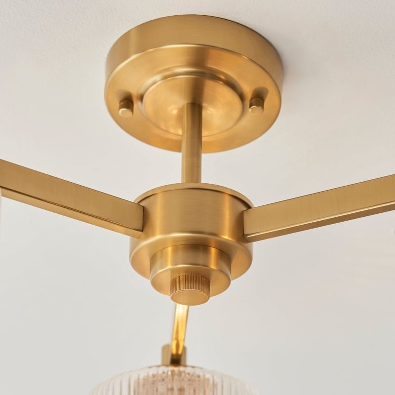Canovus plafondarmatuur met geribbeld glas - Industriële metalen woonkamerlamp HL2226