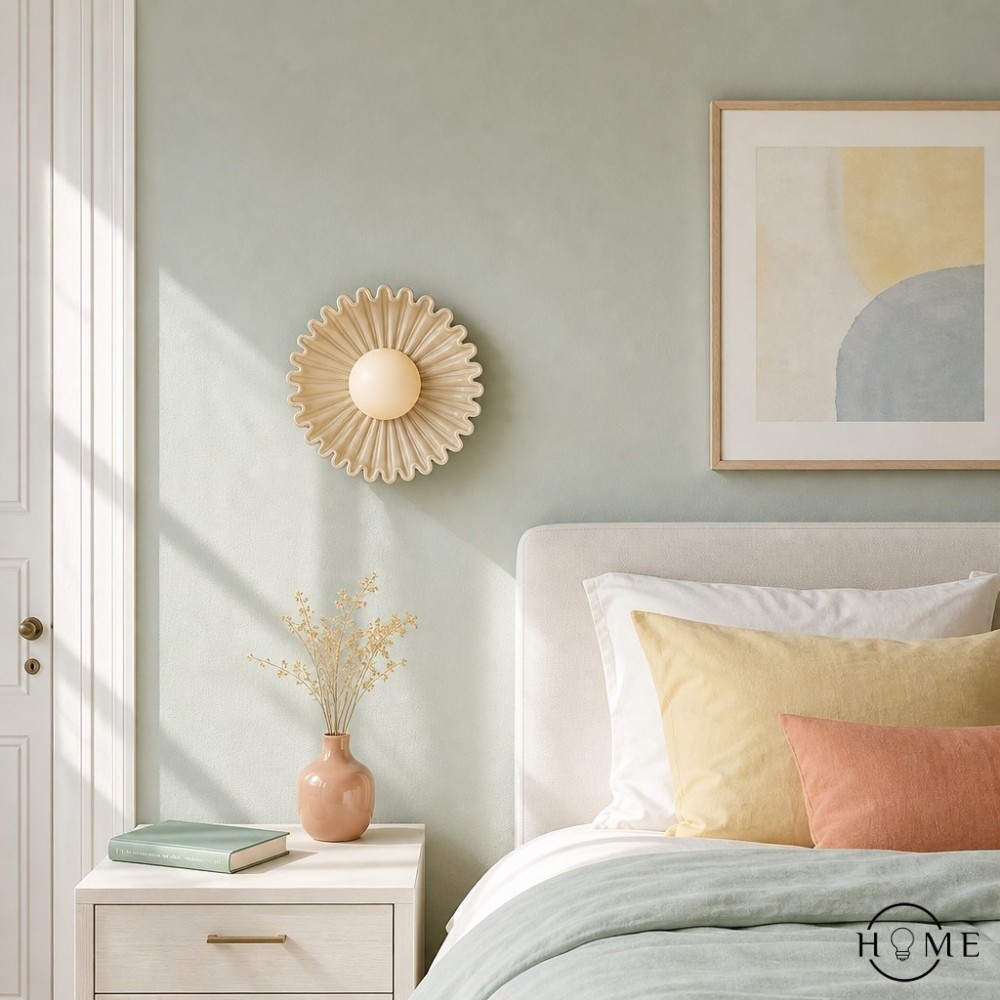 Kunststof lampenkap keramische bloem wandlamp HL375