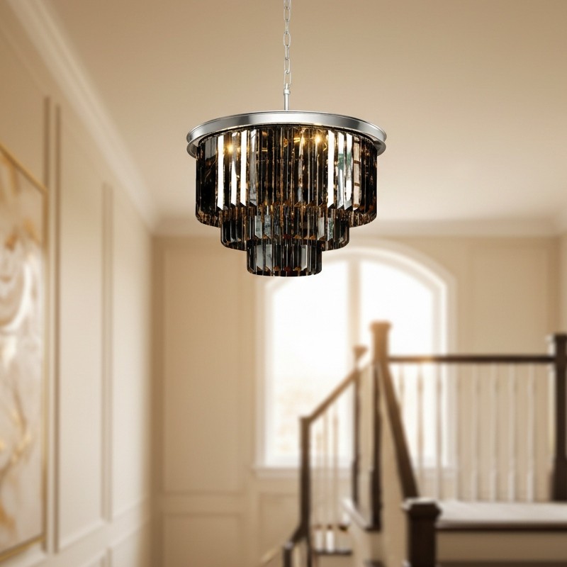 Aurevon Crystal Prism Modern Plafondkroonluchter met Metalen Frame voor Thuis en Hotel HL2298
