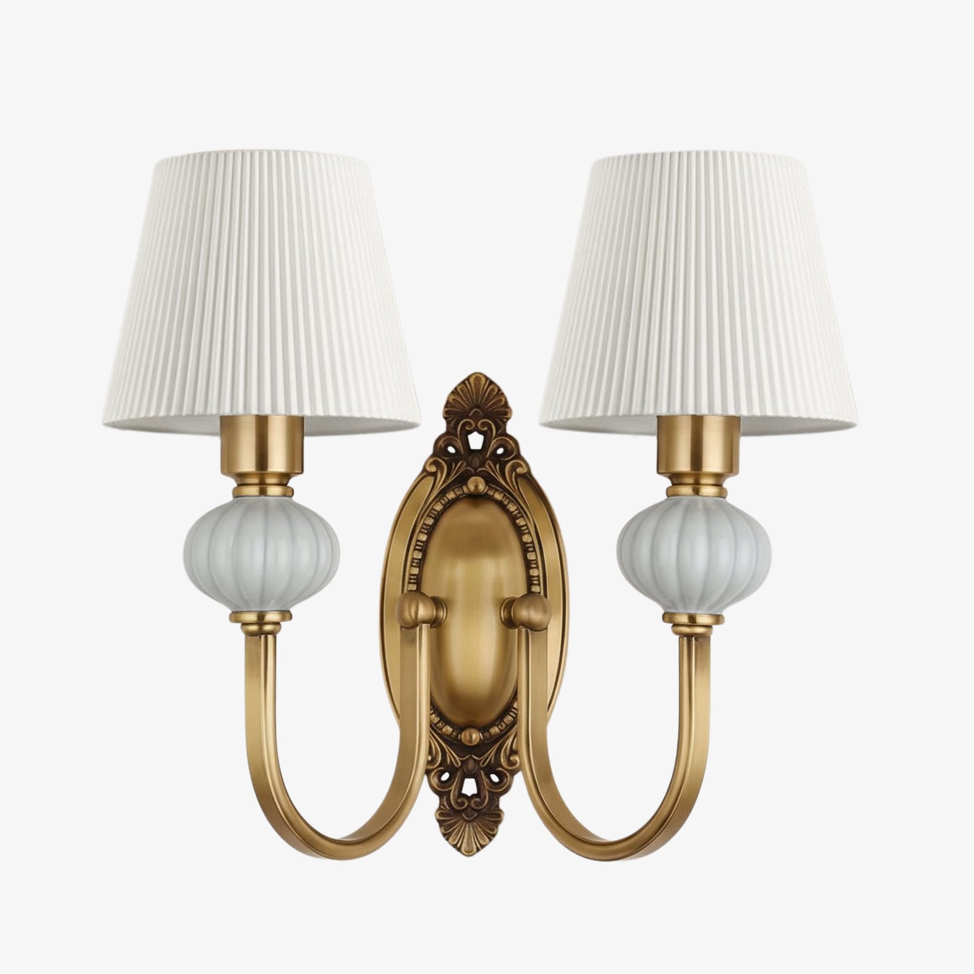 Rowanea keramische wandlamp met stoffen kap en metalen afwerking - Moderne halverlichting in landelijke stijl HL2409