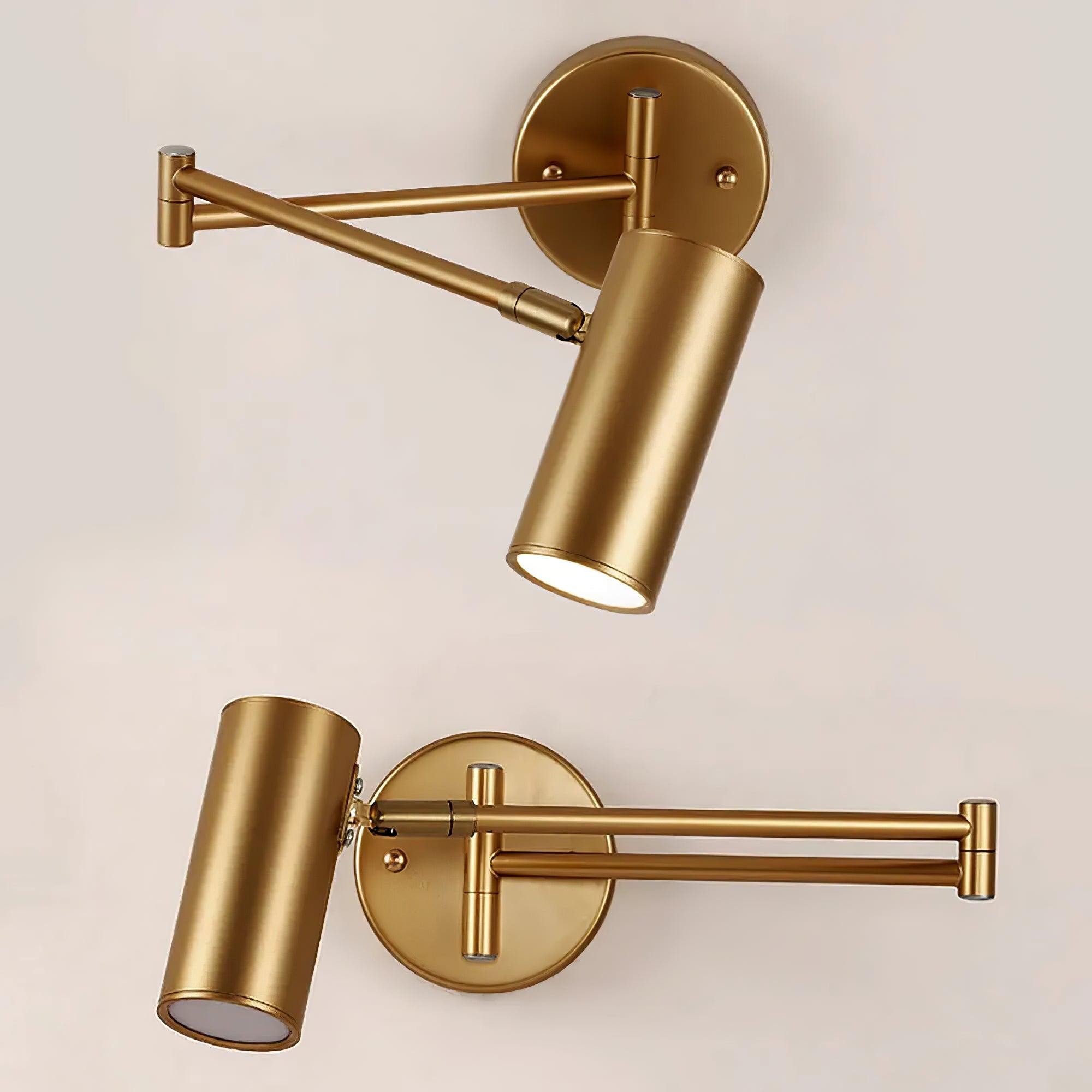 Moderne metalen cilindervormige wandlamp met zwenkarm HL1076