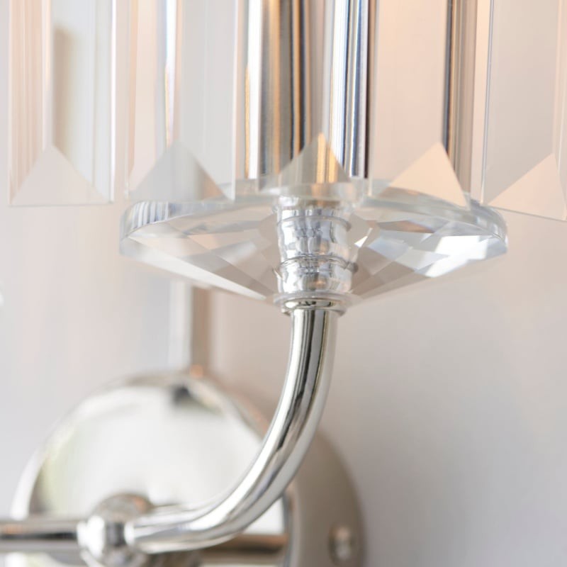 Beveline wandlamp met facetgeslepen helder glas - Klassieke metalen wandlamp voor hal en woonkamer HL2080